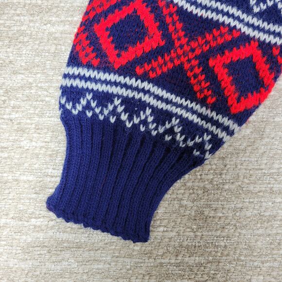 VTG Sedgwick Fair Isle Ski Sweater Blue Red White Acrylic L Winter Holiday - Picture 6 of 15